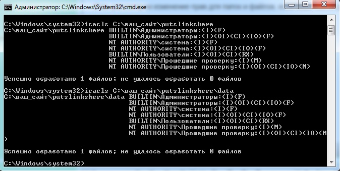 Задать права на папку в Open Server